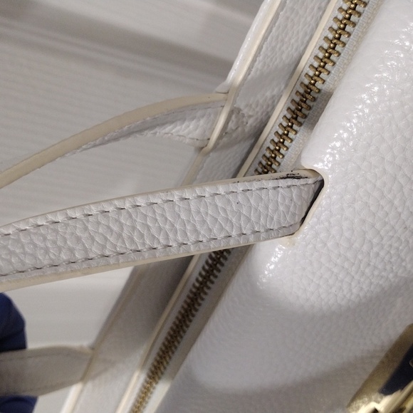 Samantha Vega White Leather 2 Ways Handbag Shoulder Bag Removable face - Picture 10 of 16